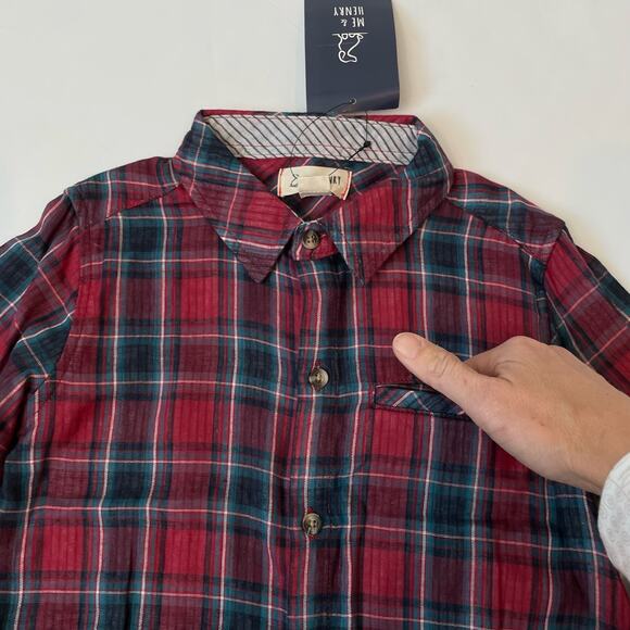 NWT Me & Henry 5/6Y Red & Blue Plaid Atwood Shirt - Picture 3 of 5